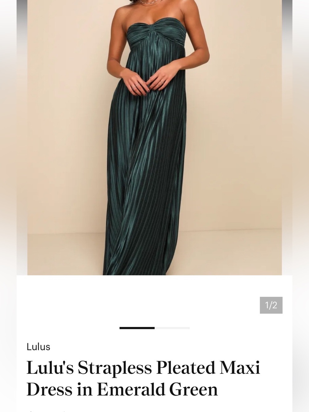 Lulu's Strapless Pleated Maxi Dress - Deep Emerald